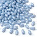 Lustrous light blue oval cream-lacquered glass beads for handmade jewelry crafting - 4x7mm (Aperture Approx 1mm) / Sky Blue