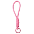 Bright pink braided polyester paracord keychain with round metal spring ring buckle - Total length about 16cm, keychain diameter about 23mm, 1 piece/pack / Rose Red
