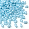 Light blue cream finish oval glass beads for DIY jewelry and beaded bracelet making - 4x7mm (Aperture Approx 1mm) / Aqua Blue