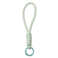 Mint green braided paracord keychain with sky blue circular metal carabiner clip - Total length about 16cm, keychain diameter about 23mm, 1 piece/pack / Light Green