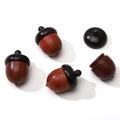 Sandalwood acorn shaped storage pendant with screw opening and brown wood grain finish - Ebony And Rosewood Acorn Style / 1 Piece