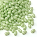Pale green oval glass beads with pearlescent finish for DIY jewelry and necklaces - 4x7mm (Aperture Approx 1mm) / Bud Green