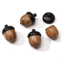 Acorn-shaped sandalwood pendant container with screw cap for DIY jewelry making - Ebony And Green Sandalwood Acorn Style / 1 Piece