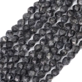 Faceted dark grey labradorite gemstone beads for DIY jewelry making and necklaces - Larvikite