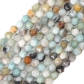 Faceted natural amazonite stone beads with multi-color transitions for DIY jewelry making - Amazonite