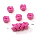 Pink acrylic gear-shaped beads with square holes for DIY jewelry making - Rose Red