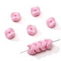 Pink acrylic gear-shaped beads for DIY jewelry making with central holes - Pink