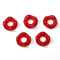 Set of five bright red wavy acrylic spacer beads for handmade DIY jewelry crafting - 16mm (Hole Approx 6.5mm) / 5 Pieces / Red