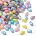 Pastel macaron color oval glass beads with pearlescent finish for DIY jewelry - 4x7mm (Aperture Approx 1mm) / Random Mixed Colors