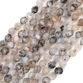 Faceted hexagonal dragon vein agate loose beads in white and grey for DIY jewelry - Black Dragon Vein Agate