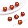 Perla di agata rossa con tigre dello zodiaco dorata e caratteri per gioielli fai da te - 10mm (1 Pezzo/Confezione) / Cane