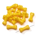 Bright yellow bone-shaped acrylic beads for DIY jewelry making with smooth glossy finish - 8x19mm (Aperture approx. 2.2mm) / 2 Pcs/Set / Yellow