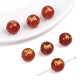 Cuenta de ágata roja natural con signo del zodiaco chino Oveja dorado para joyería DIY - Oveja