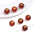 Cuenta de ágata roja con signo zodiacal caballo dorado para joyería artesanal - Caballo