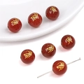 Cuenta de ágata roja 8-10mm con grabado de tigre dorado para joyería DIY - Tigre