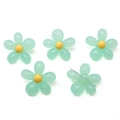 5pcs 12x10mm acrylic tulip gradient flower beads in mint green with yellow core for DIY - Green