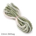 3,5 mm grün-beige geflochtene Baumwollschnur, 3-strängig für DIY-Schmuckherstellung - 3,5 mm - 3 m / Allmähliches Grün
