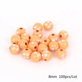 Bright orange 8mm acrylic beads with inlaid rhinestones for DIY jewelry making 100pcs - Round Zirconia Style / 8mm Diameter 1.8mm Hole 100 Beads/Pack / Orange