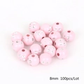 Pink 8mm round acrylic beads with rhinestones, 100pcs bulk set for DIY jewelry making - Round Zirconia Style / 8mm Diameter 1.8mm Hole 100 Beads/Pack / Pink