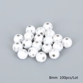 8mm white acrylic beads with sparkling rhinestones for DIY bracelet making 100pcs - Round Zirconia Style / 8mm Diameter 1.8mm Hole 100 Beads/Pack / White