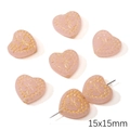 Pink heart-shaped glass beads with gold floral pattern for DIY jewelry making 15x15mm - Clover Heart / 1 Piece (15x15mm)