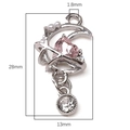 Mond und rosa Herz Kristall Anhänger aus Legierung für DIY Schmuckherstellung 28mm - Fantasy Mond Herz / 1 Stück