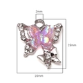 Silver butterfly charm with pink iridescent inlay and rhinestones for DIY jewelry making - 3D Butterfly / 1 Piece