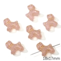 Pink dog-shaped glass beads with golden outlines for DIY jewelry making 18x17mm - Puppy Bead