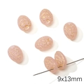 Pink oval Czech glass beads with gold texture for DIY jewelry making, 9x13mm size - Strawberry Bead
