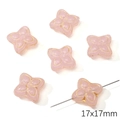 Pink flower-shaped glass beads 17x17mm with gold edges for DIY jewelry making - Four-Leaf Clover