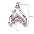 Silver crescent moon pendant with pink purple crystal heart and dimensions 16x20mm - Pink Fish Tail / 1 Piece