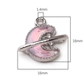 Pink resin moon and planet pendant with silver metal frame and rhinestones for DIY jewelry - Moon Orbit / 1 Piece