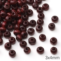 Perles en bois marron rouge foncé 3x4mm pour la création de bijoux DIY et colliers - Perles plates et rondes / 20 Pièces (3x4mm) / Rouge