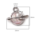 Silver alloy planet pendant with pink moon and star charms and specific dimensions - Magic Sea Moon / 1 Piece