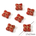 Red flower charms for DIY jewelry 17x17mm with gold edges for bracelets and necklaces - Four-Leaf Clover / 1 Piece (17x17mm)