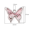 Pink enamel butterfly charm pendant in silver metal frame for DIY jewelry making - Pink Butterfly / 1 Piece