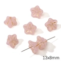 Translucent pink 13x8mm petal-shaped Czech glass beads with golden line detailing - Morning Glory