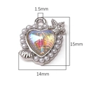 Dainty heart charm with iridescent gemstone and pearl border for DIY jewelry - Opal Heart / 1 Piece