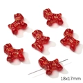 Red Czech glass dog charm beads 18x17mm with gold accents for DIY jewelry making - 18x17mm / Puppy Bead (1 Piece/Pack) / Red Series
