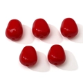 Five pieces of red irregular acrylic beads with smooth glossy finish for DIY jewelry - Red