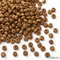 Perles en bois plates et rondes de 3x4mm marron foncé avec texture pour bijoux DIY - Perles plates et rondes / 20 Pièces (3x4mm) / Marron
