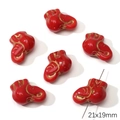 Red 21x19mm glass clover bead with gold elephant etching for DIY jewelry making - 21x19mm / New Elephant (1 Piece/Pack) / Red Series