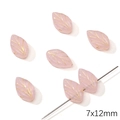 Pink leaf-shaped Czech glass beads with gold leaf veins for DIY jewelry, size 7x12mm - Small Leaf