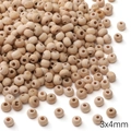 Natural light wood loose beads 3x4mm flat round shape for DIY handmade jewelry crafts - Flat Round Beads / 20 Pieces/Pack (3x4mm, Aperture Approx. 1.5mm) / Natural Wood Color