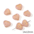 Pink heart-shaped glass Czech beads with golden center for DIY jewelry making 14x12mm - Gold Traced Heart