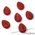 Red leaf-shaped glass beads with gold veins for DIY jewelry making, 17x13mm size - 17x13mm / Leaf (1 Piece/Pack) / Red Series