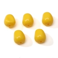 Five bright yellow acrylic corn-shaped loose beads with holes for DIY jewelry making - Yellow