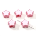 Pink and white acrylic star beads for DIY jewelry making shown with a metal needle - 2 Pcs/Set / White Center With Pink Edge / 16mm