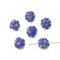 Détails de perles de verre soufflé bleues avec motifs floraux pour création de bijoux - 12mm (1 Pièce) / Bleu royal