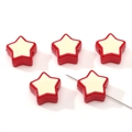 Cinq perles acryliques rouges en forme d'étoile avec centre blanc pour bijoux DIY - 2 Pièces/Ensemble / Centre Jaune Avec Bord Rouge / 16mm